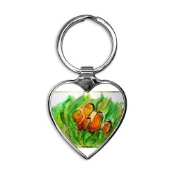 Tropical fish! Colorful art! Heart Keychain