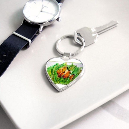 Tropical fish! Colorful art! Heart Keychain Tropical fish! Colorful art! Heart Keychain