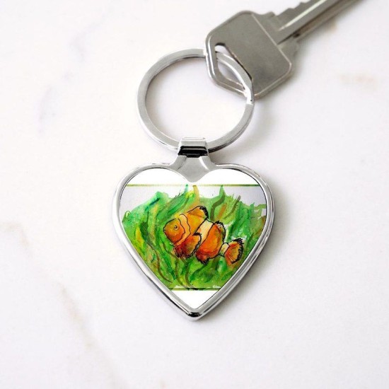 Tropical fish! Colorful art! Heart Keychain Tropical fish! Colorful art! Heart Keychain