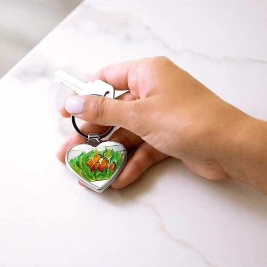 Tropical fish! Colorful art! Heart Keychain Tropical fish! Colorful art! Heart Keychain