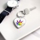 Rainbow Marijuana Pisces Heart Keychain