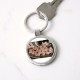 pink edged Hawaiian flowers in a m Circle Keychain pink edged Hawaiian flowers in a m Circle Keychain