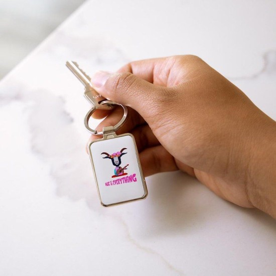 Goat with flower crown Rectangle Keychain Goat with flower crown Rectangle Keychain
