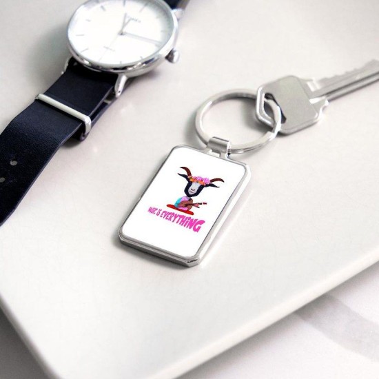 Goat with flower crown Rectangle Keychain Goat with flower crown Rectangle Keychain