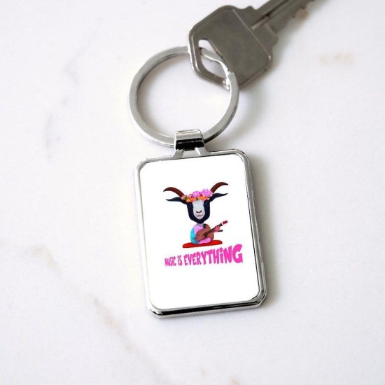 Goat with flower crown Rectangle Keychain Goat with flower crown Rectangle Keychain