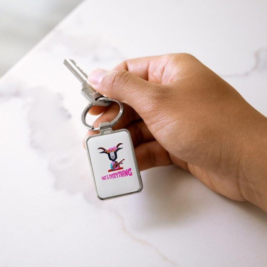 Goat with flower crown Rectangle Keychain Goat with flower crown Rectangle Keychain