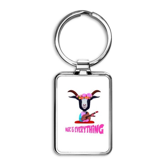 Goat with flower crown Rectangle Keychain Goat with flower crown Rectangle Keychain