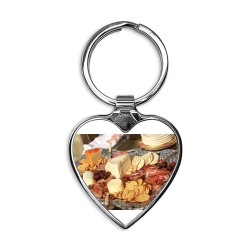 charcuterie on a metal dish outdoor Heart Keychain