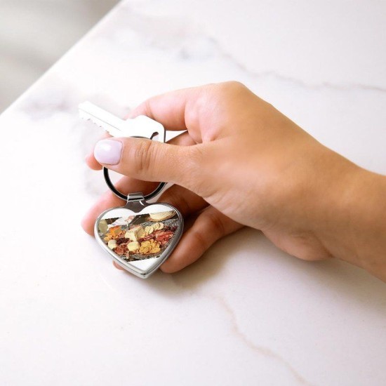charcuterie on a metal dish outdoor Heart Keychain charcuterie on a metal dish outdoor Heart Keychain