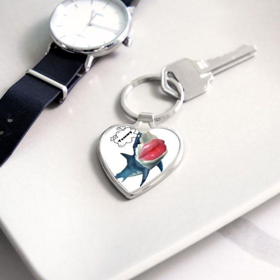 Yummy shark Heart Keychain