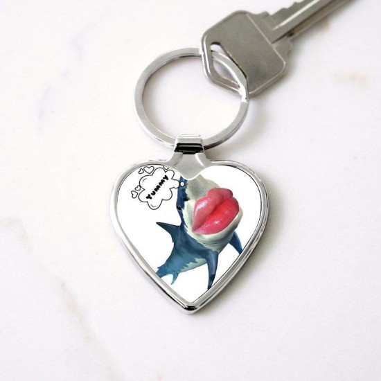 Yummy shark Heart Keychain