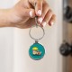 Cute Owl Lovers w/ Umbrella & Red Circle Keychain Cute Owl Lovers w/ Umbrella & Red Circle Keychain