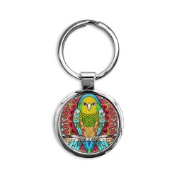 Cute Budgie Parakeet   Circle Keychain