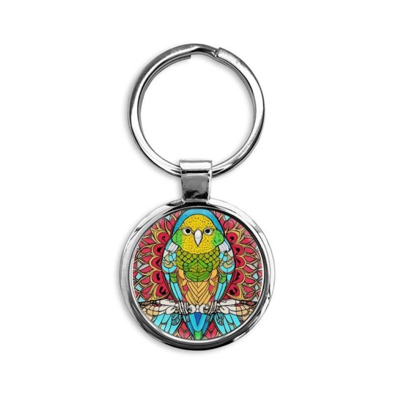 Cute Budgie Parakeet Circle Keychain Cute Budgie Parakeet Circle Keychain