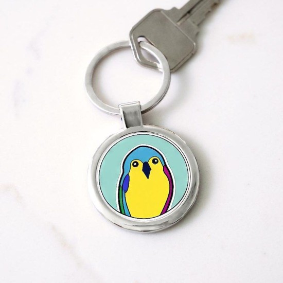 cute budgie parakeet Circle Keychain cute budgie parakeet Circle Keychain