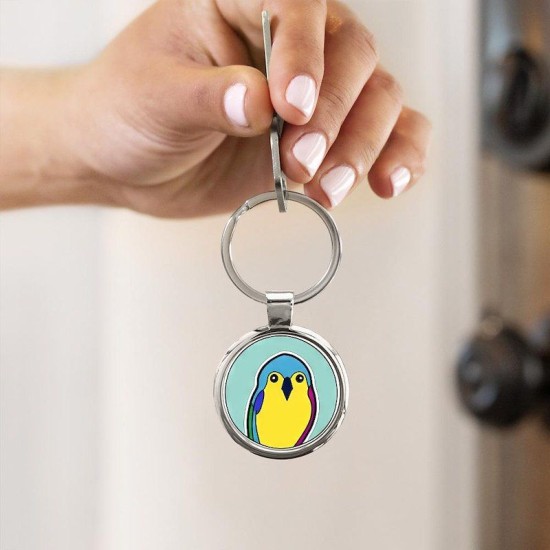 cute budgie parakeet Circle Keychain cute budgie parakeet Circle Keychain