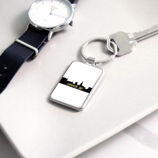 Lafayette， Indiana Skyline Rectangle Keychain