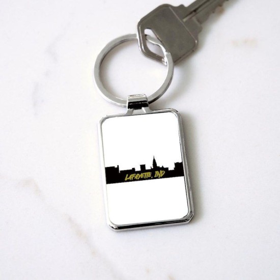 Lafayette， Indiana Skyline Rectangle Keychain