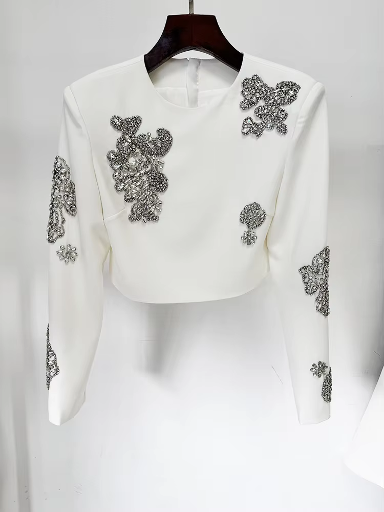 Fashion Set Sexy Long Sleeve Tops With Skirt